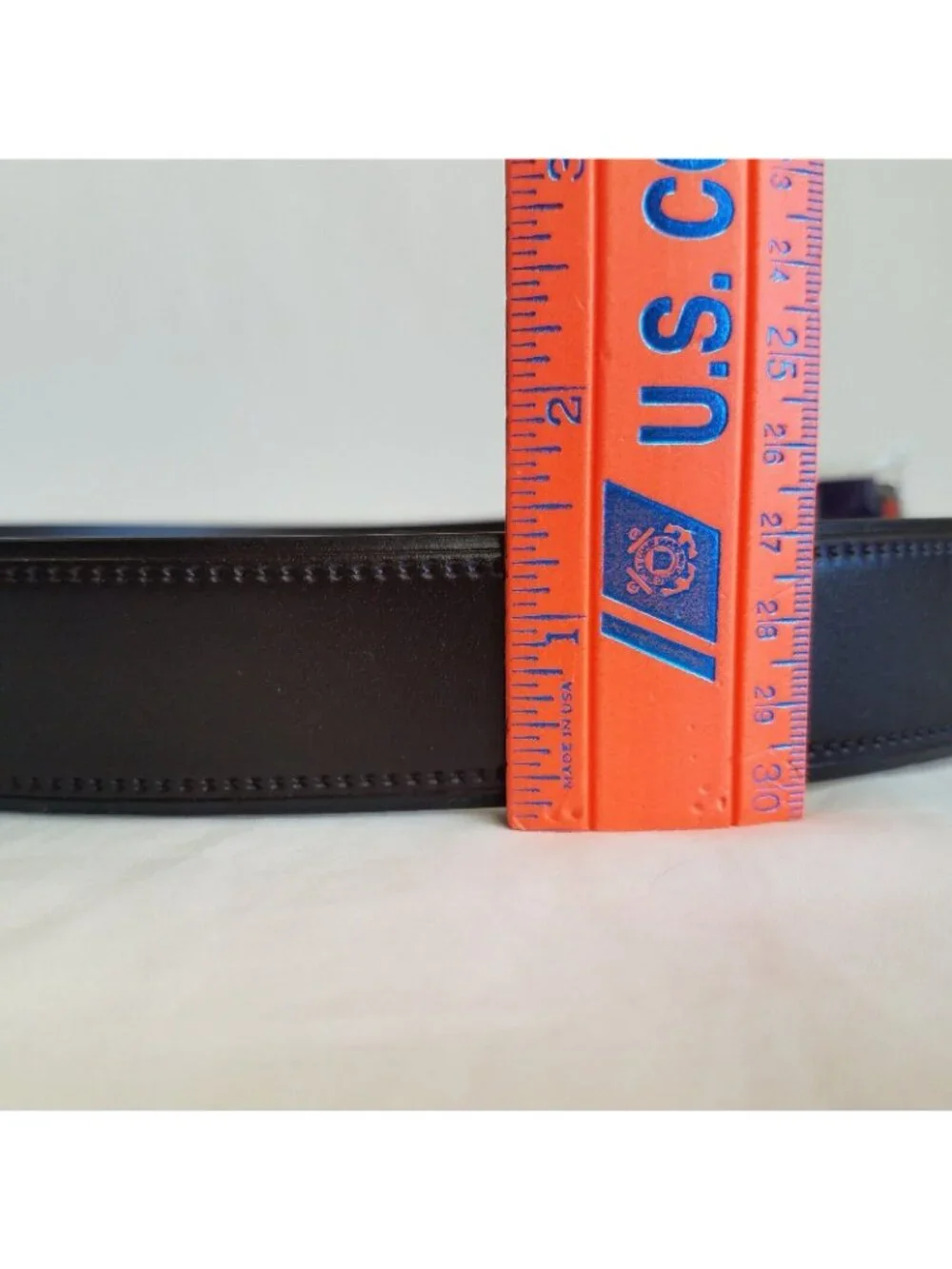 Paisley & Gray Mens Dark Brown Leather Belt SIZE 36 Brushed Silver Tone Buckle